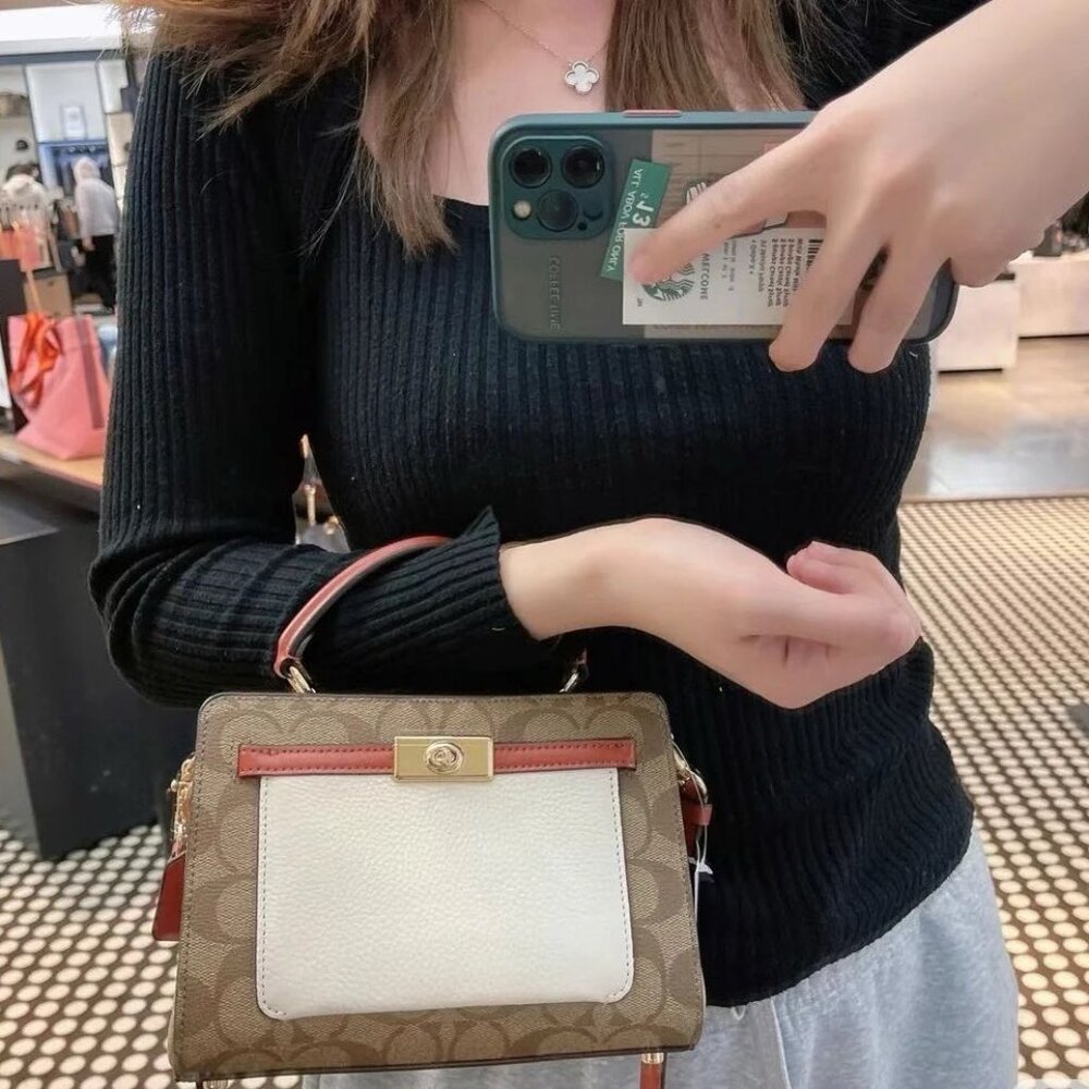 Coach Mini Lane Top Handle In Colorblock Signature Canvas